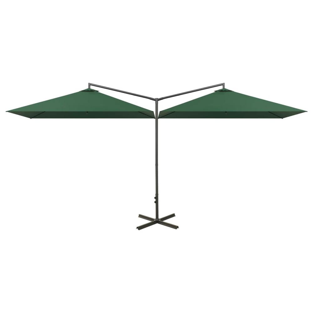 Parasol double avec mât en acier vert 600x300 cm