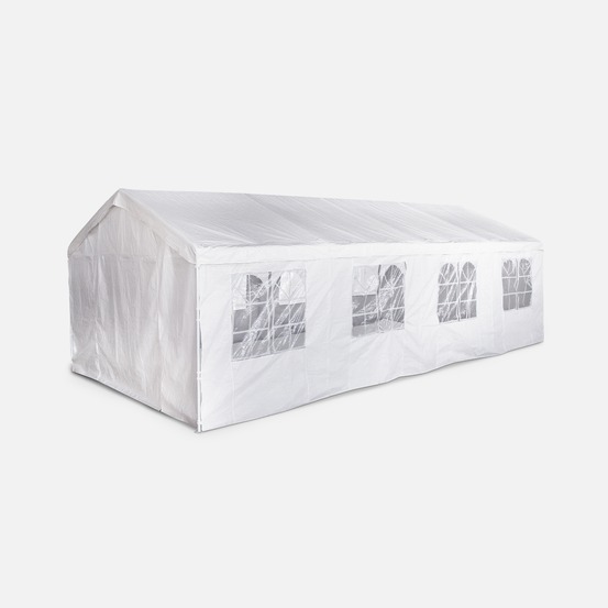 Tente de réception 4 x 8 m - lutecia - blanc - tente de jardin idéale pour réception à utiliser comme pavillon. Chapiteau ou