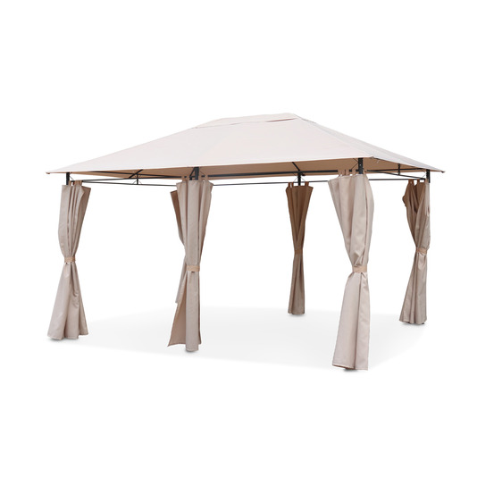 Tonnelle 3x4 m - divio - toile beige - pergola avec rideaux. Tente de jardin. Barnum. Chapiteau. Réception