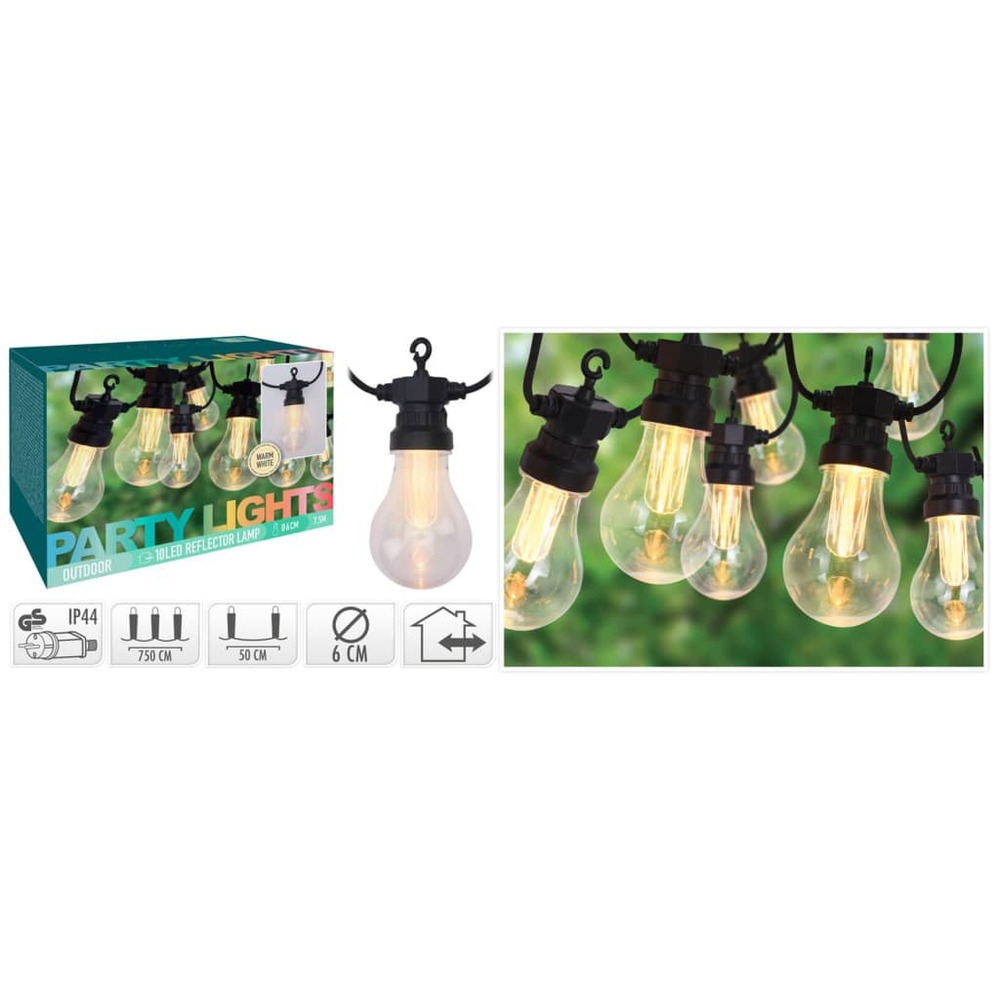 Guirlande lumineuse de jardin 10 ampoules 3,2 v