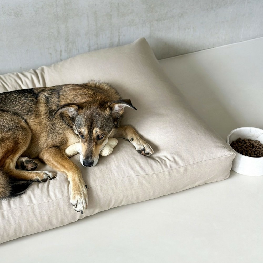 Coussin design confortable pour chien tissu gris clair, Hoina - Bagane