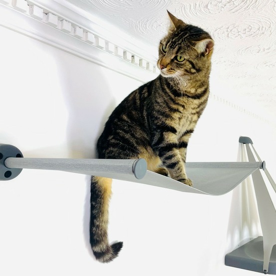 Sloo - hamac pour chat suspendu en tissu gris, 65x35x6cm