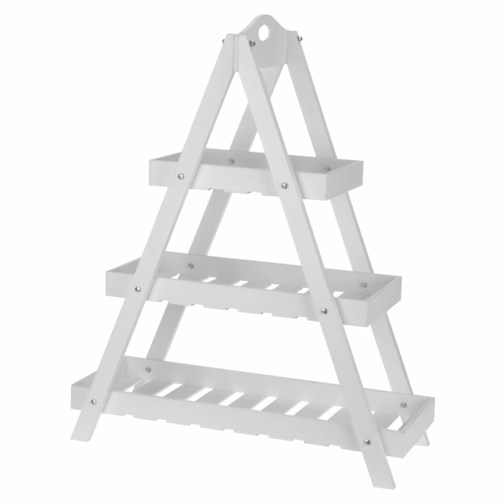 Support triangulaire 3 niveaux bois blanc