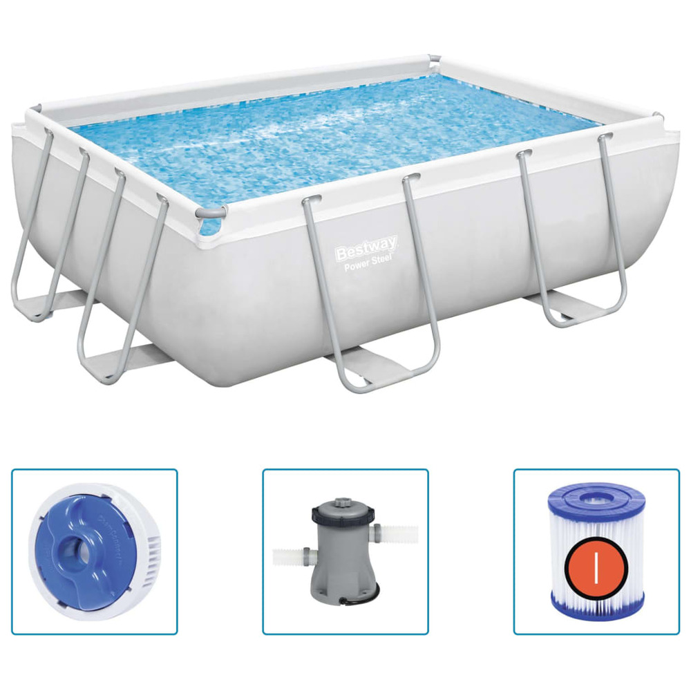 Ensemble de piscine power steel rectangulaire 282x196x84 cm