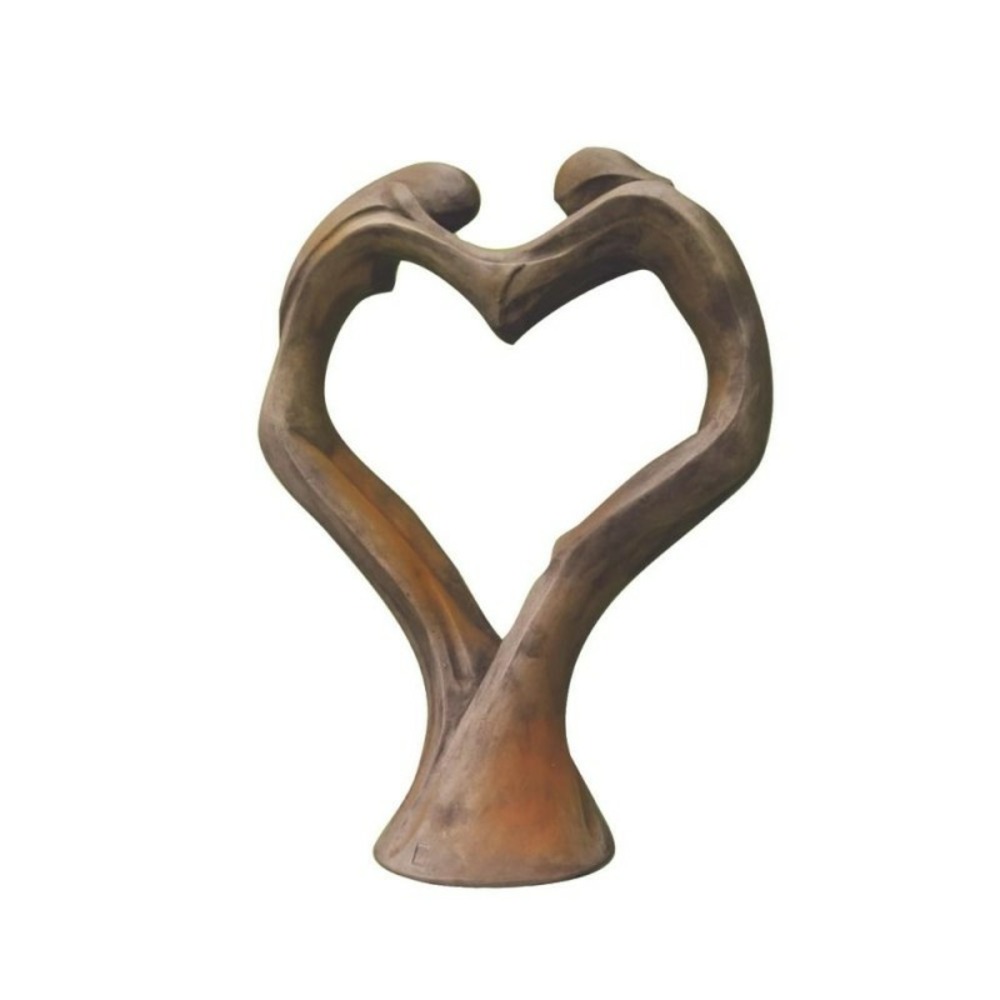 Statue de jardin en pierre tristan et iseult cœur - rouille 102 cm