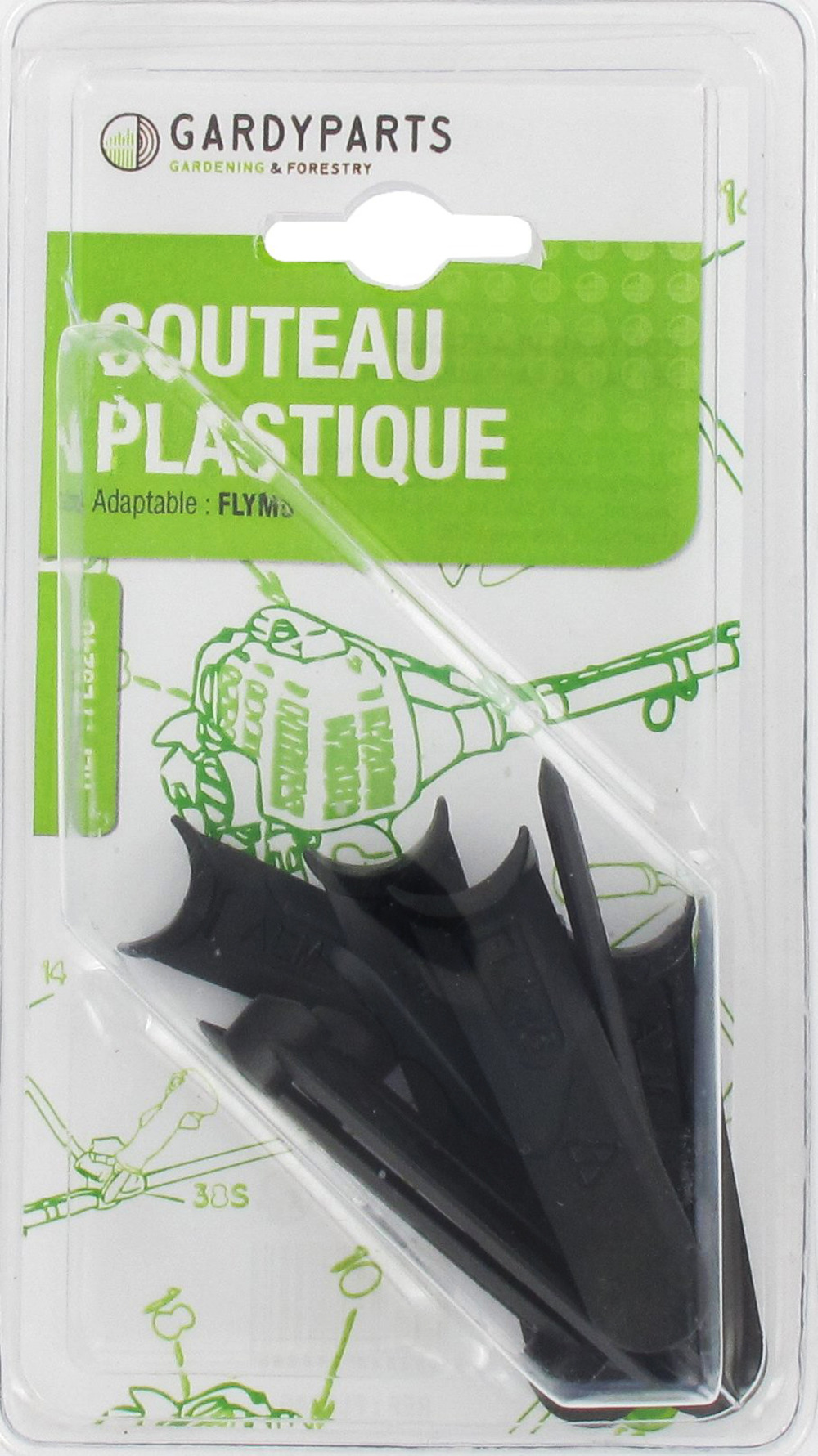 Jeu de 10 couteaux adaptable flymo remplace origine: 5138469-80/3, 5138469-00/1