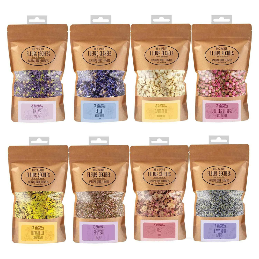 8 bouquets de fleurs séchées décoratives 10 g