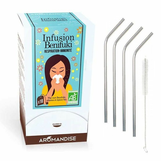 Tisane benifuki 18 sachets + 4 pailles en inox