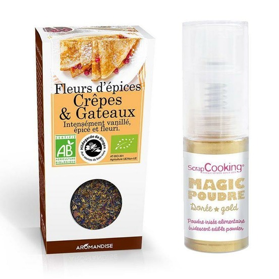 Fleurs d'épices crêpes et gâteaux + poudre irisée dorée