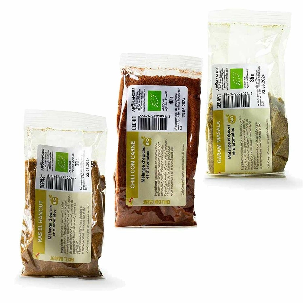 3 mélanges d'épices bio pour recettes