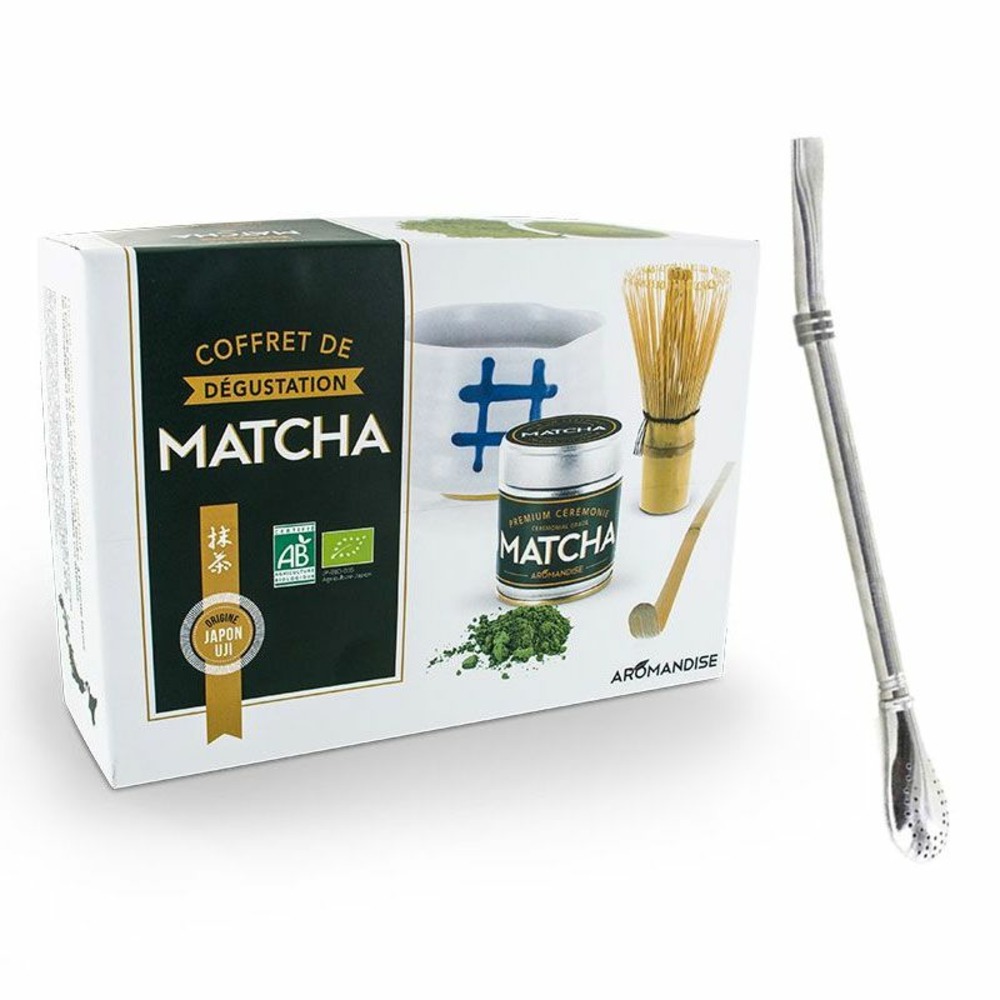 Coffret découverte de la cérémonie du thé matcha + paille inox avec filtre