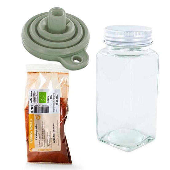 Flacon à épices poudreur + entonnoir + paprika moulu 40 g
