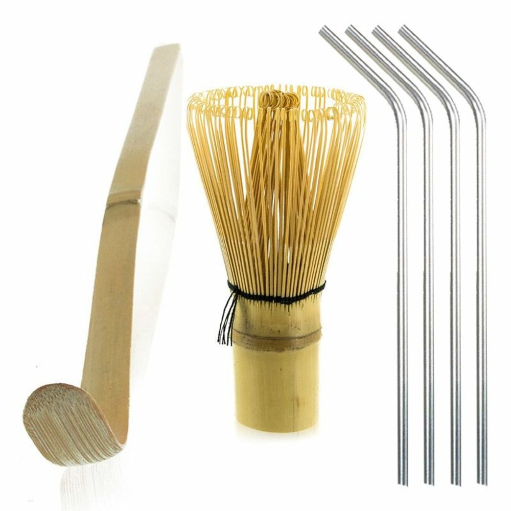 Ensemble Balai Et Cuillères à Matcha En Bambou Naturel - Chasen Avec 2 Chashaku Et Porte-Balai, Kit Cérémonie Du Thé