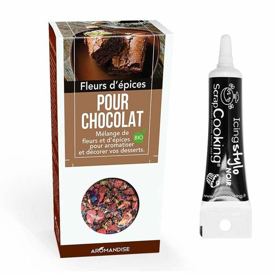 Fleurs d'épices pour chocolat + stylo de glaçage noir