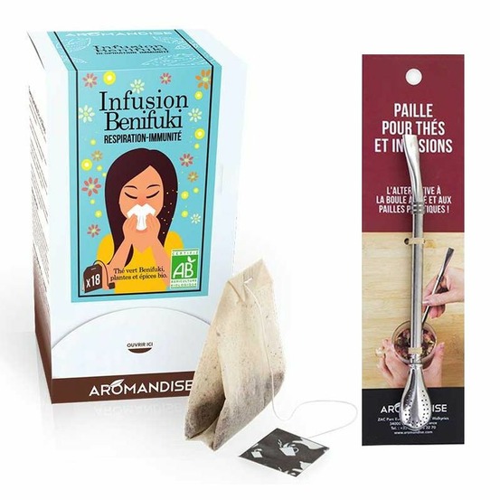 Tisane benifuki en sachets + paille inox avec filtre
