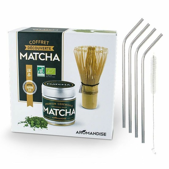 Coffret découverte du thé matcha + 4 pailles en inox