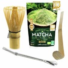 Coffret thé matcha + fouet + cuillère en bambou + paille inox avec filtre