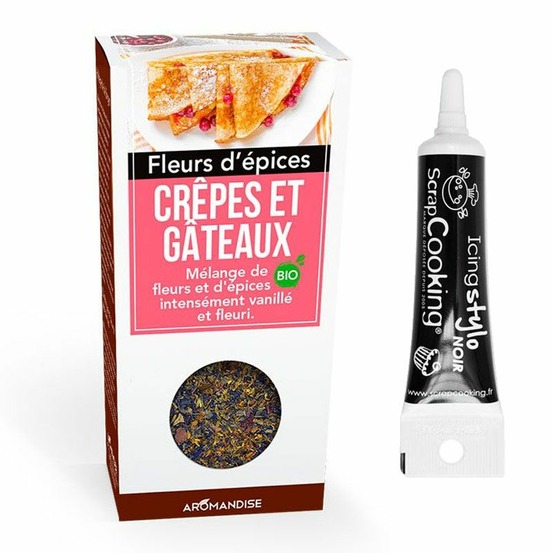 Fleurs d'épices crêpes et gâteaux + stylo de glaçage noir