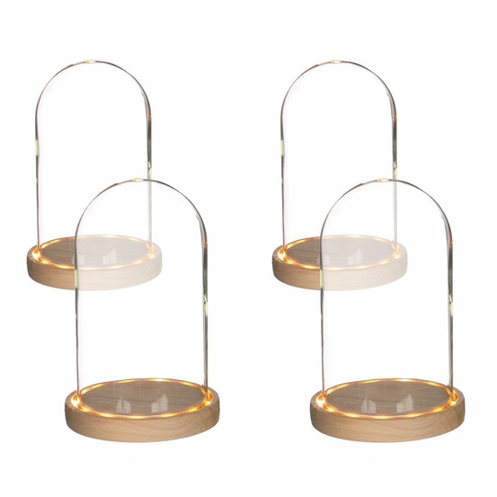 4 cloches en verre lumineuses 21,5 cm x ø 14 cm