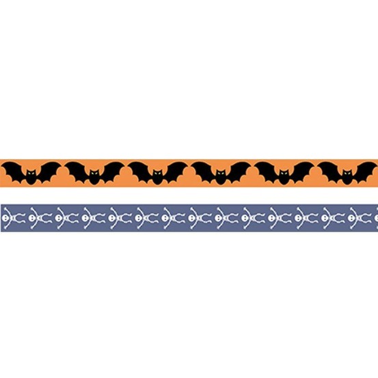 2 masking tape halloween 5 m x 15 mm - chauve-souris et squelette
