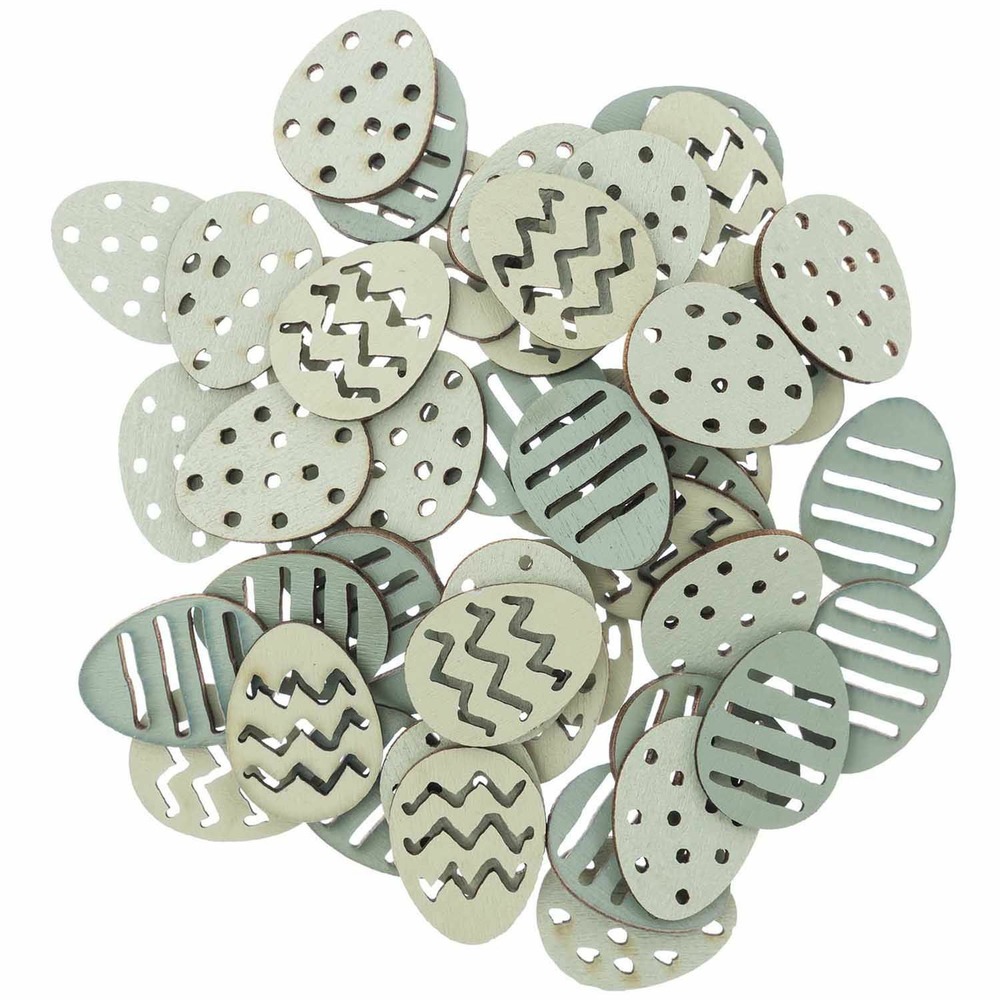48 confettis en bois - oeufs pâques - menthe