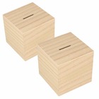 2 tirelires cubiques en bois 8,7 x 8,7 cm