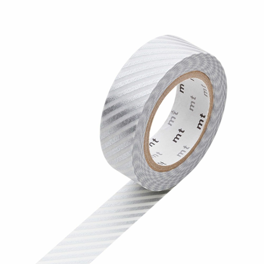Masking tape rayé argent - 1,5 cm x 7 m