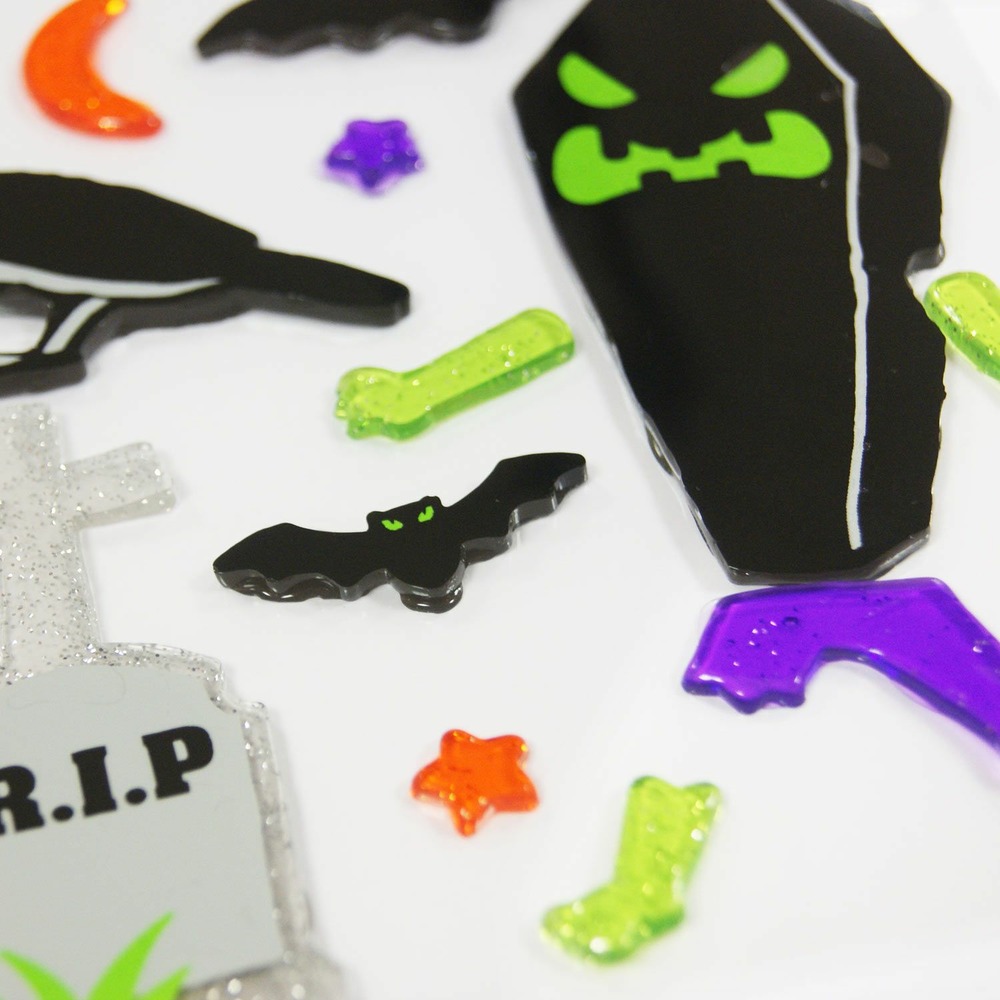 Stickers gel halloween - cercueil et tombe
