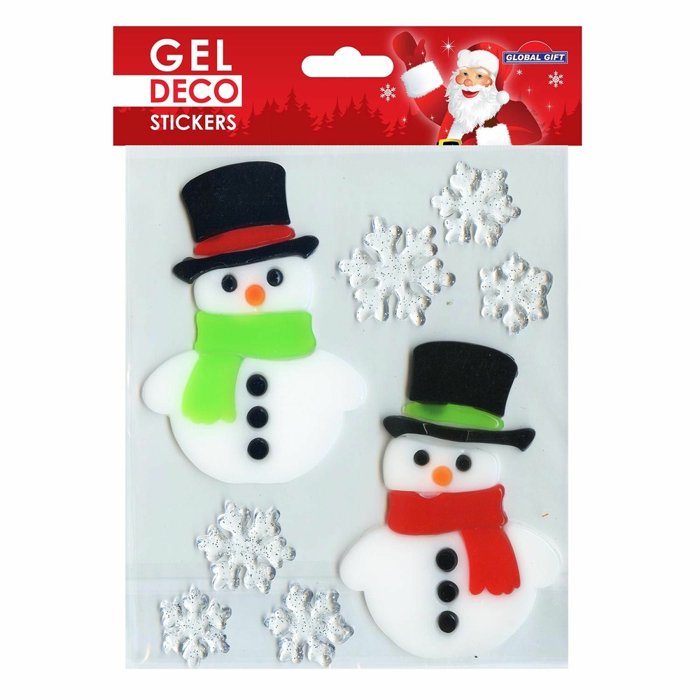 Stickers gel noël pour fenêtre - duo de bonhommes de neige