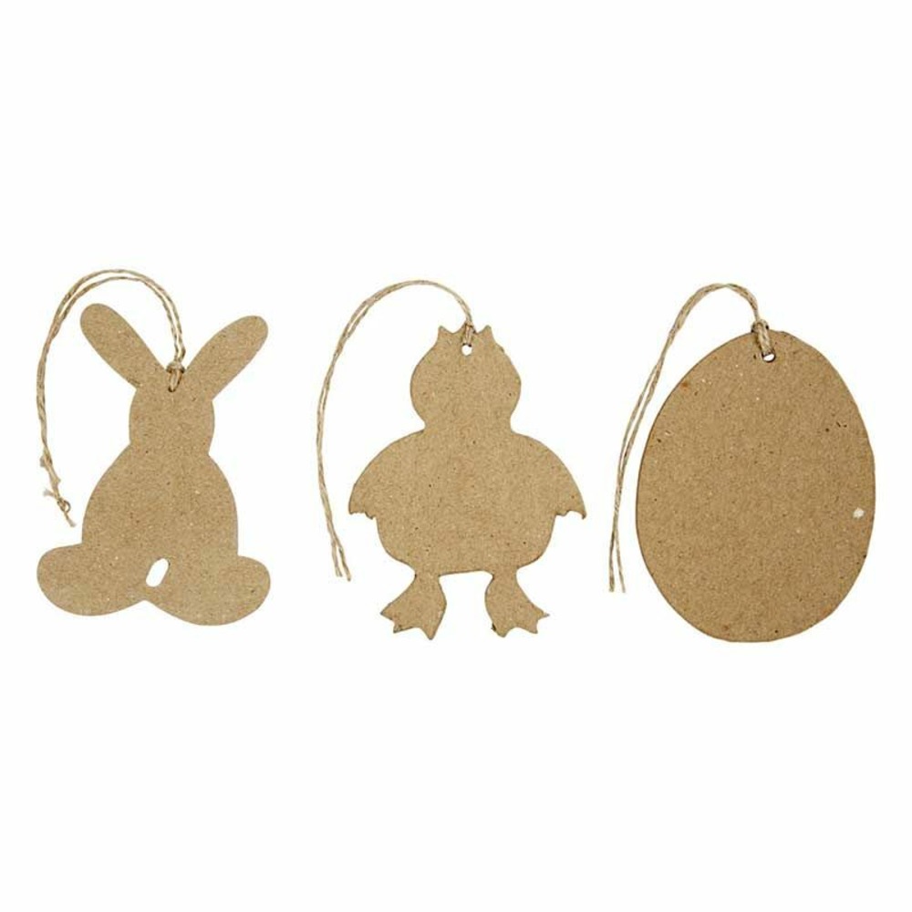 6 décorations de pâques - lapin, poulet, oeuf - 10 cm