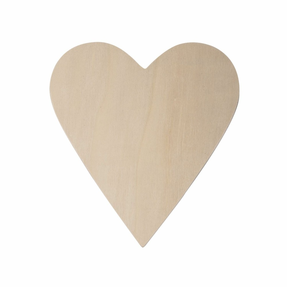 Cœur en bois simple à décorer - 20 x 18,5 x 2,7 cm
