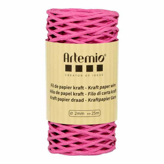 Fil de papier kraft fuschia 2mm x 25 m