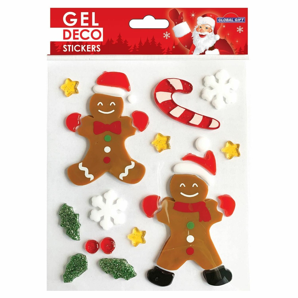 Stickers gel noël pour fenêtre - bonhommes en pain d'épices