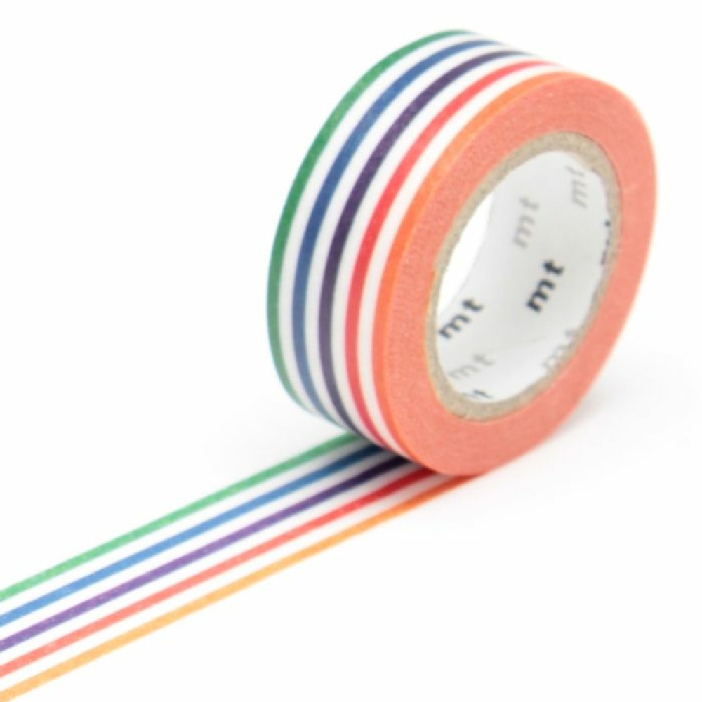 Masking tape kids - lignes multicolores - 1,5 cm x 7 m