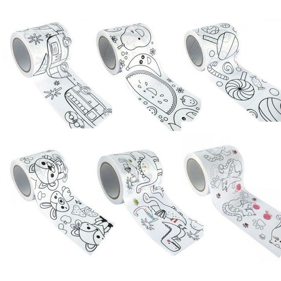 6 masking tapes larges à colorier 4,6 cm x 5 m