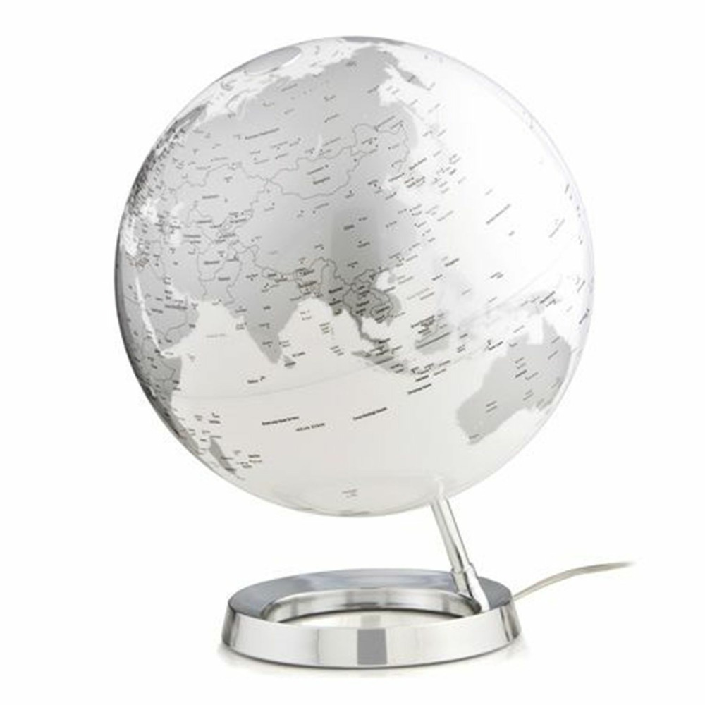 Globe terrestre lumineux light & colour ø 30 cm - metal chrome