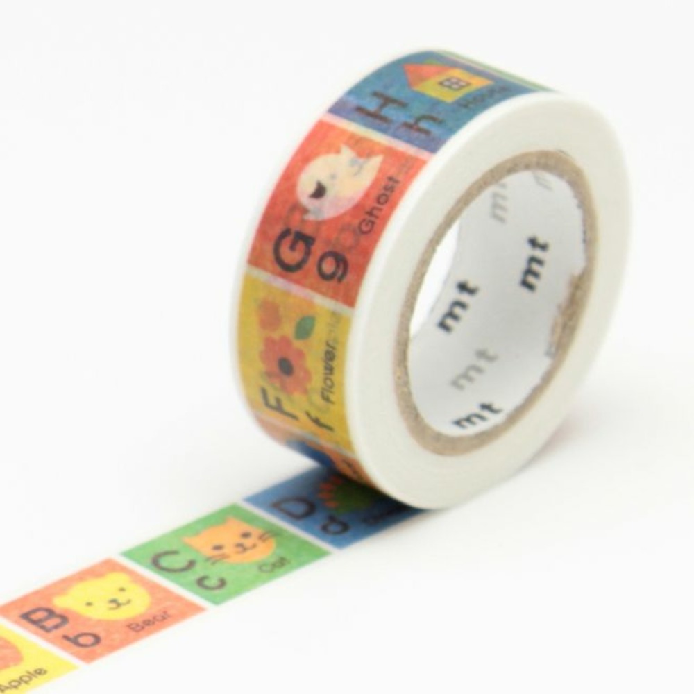 Masking tape kids - alphabet a - m multicolore - 1,5 cm x 7 m