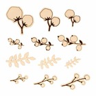 24 mini silhouettes fleurs en bois