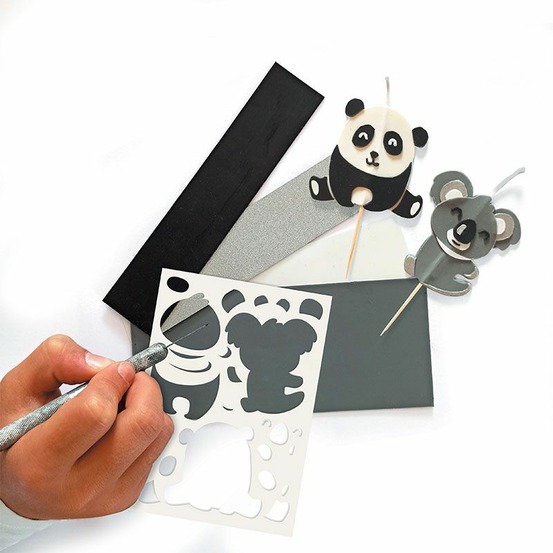Bougies d'anniversaire koala et panda à faire soi-même