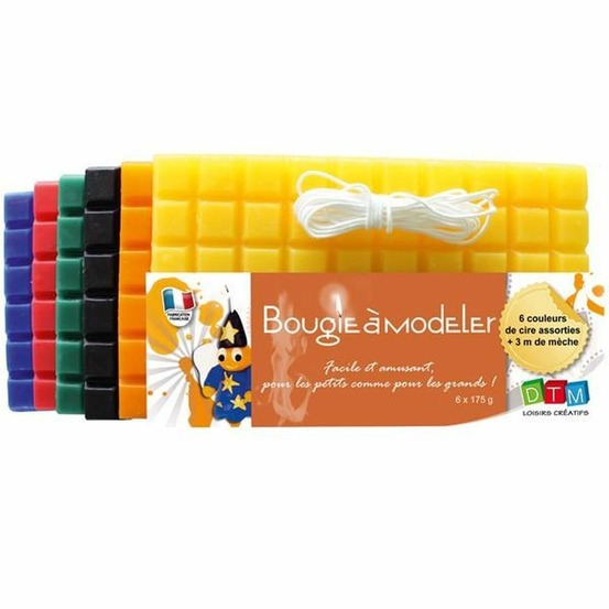 Cire à bougie 6 couleurs primaires 960 g + 4 mèches
