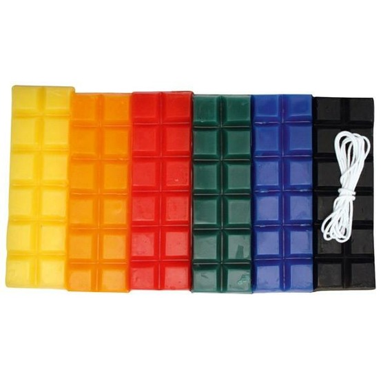 Cire à bougie 6 couleurs primaires 240 g + mèche