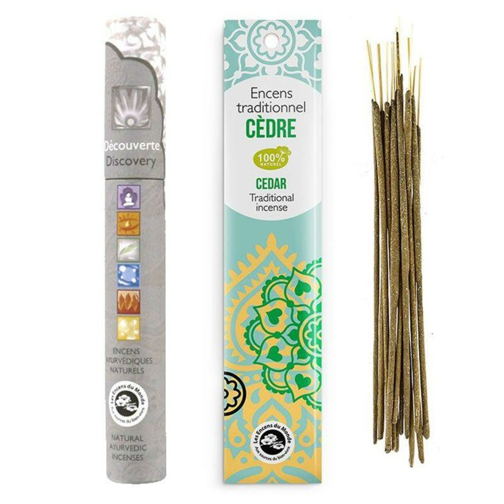 Encens indien au cèdre + 14 bâtonnets d'encens ayurvédique