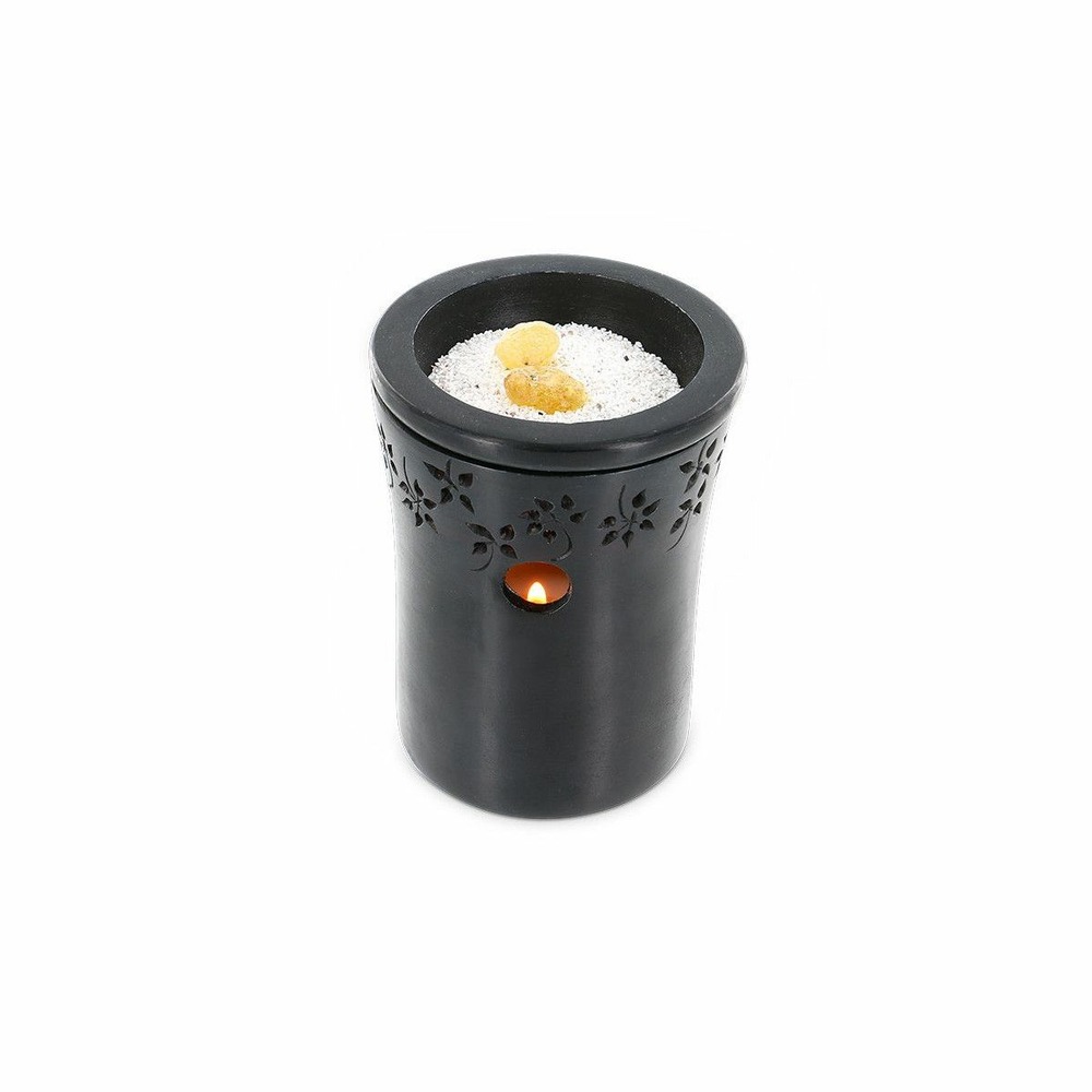 2 brûle-parfum en pierre noire