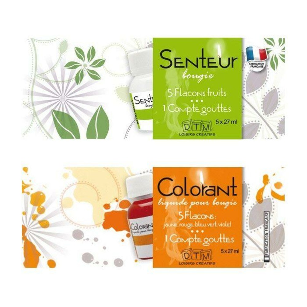 Coffret 5 colorants & 5 arômes de fruits pour bougies
