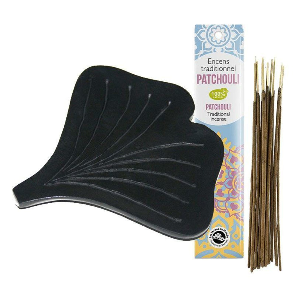 Porte-encens ginko + encens indien au patchouli