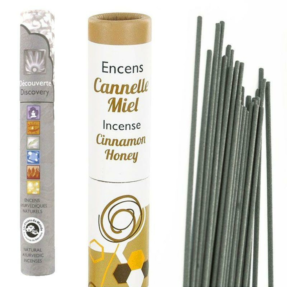 Encens cannelle-miel-fenouil 30 bâtonnets + encens ayurvédique 14 bâtonnets