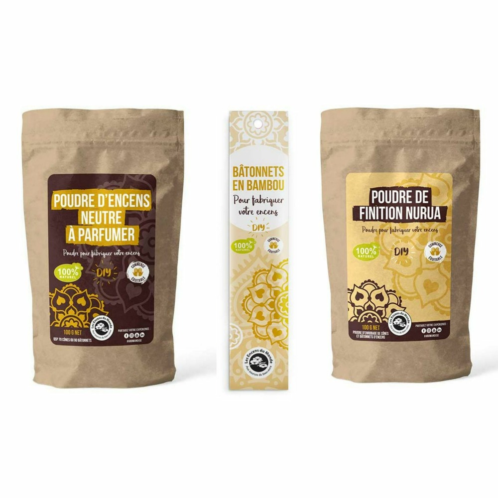 Bâtonnets bambou + poudre neutre et poudre de finition