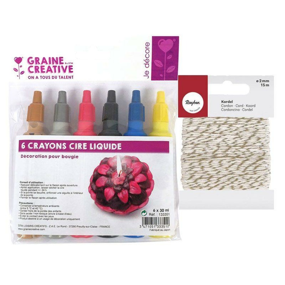 Ficelle décorative Twine multi services bicolore coton Blanc/Rouge 15 m