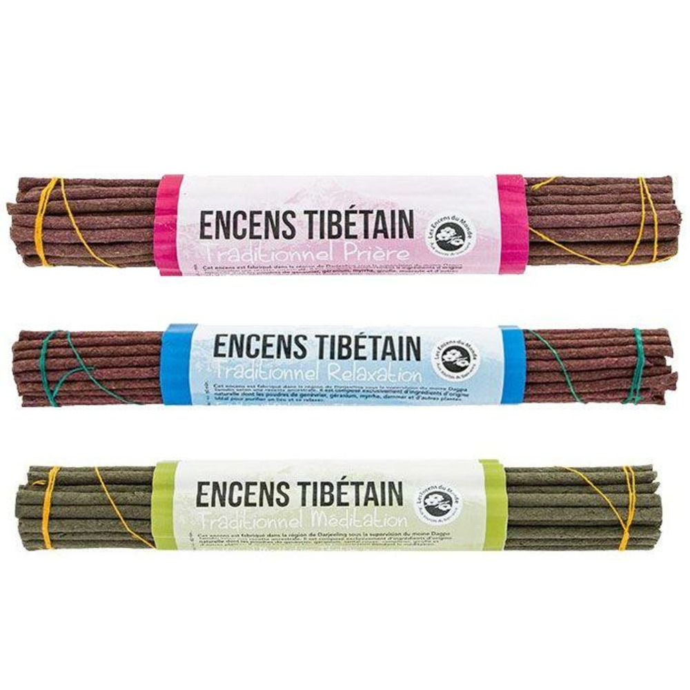 Coffret de 3 encens traditionnels tibétains - méditation, relaxation et prière