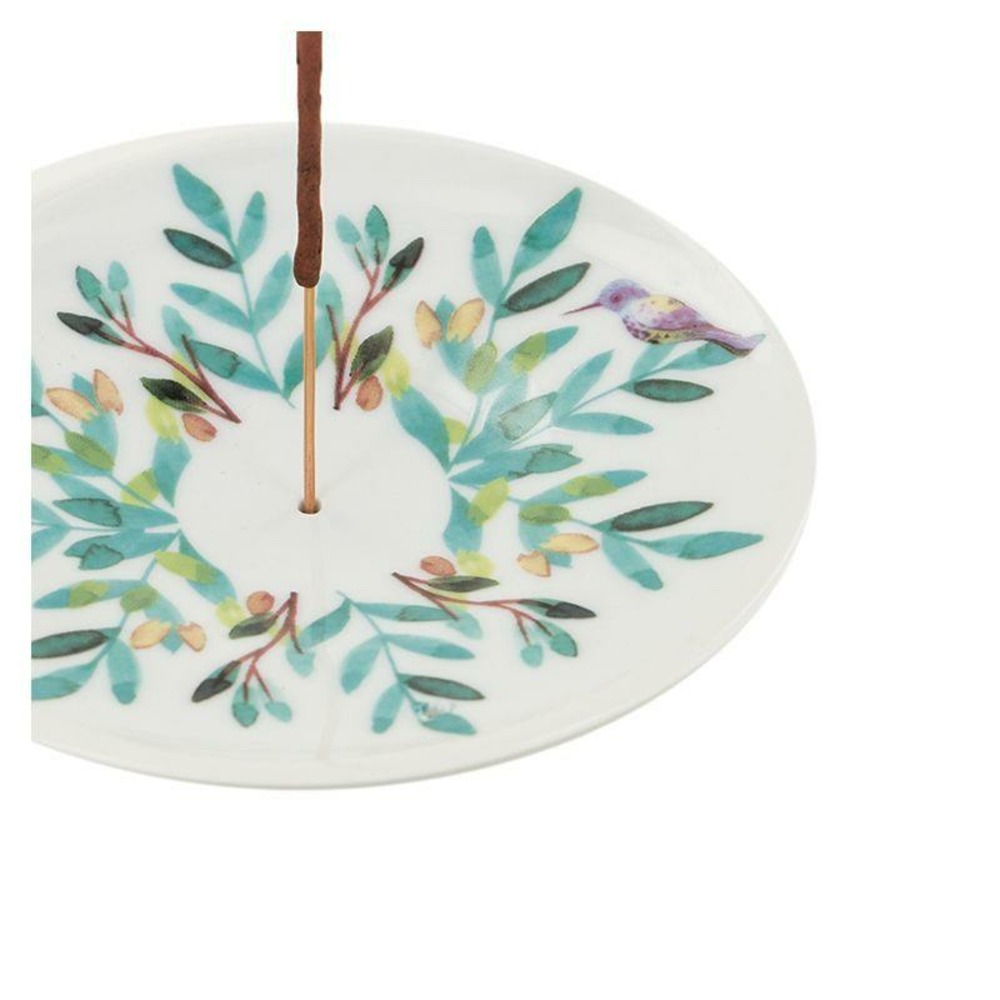 Coupelle porte-encens en porcelaine - aquarelle